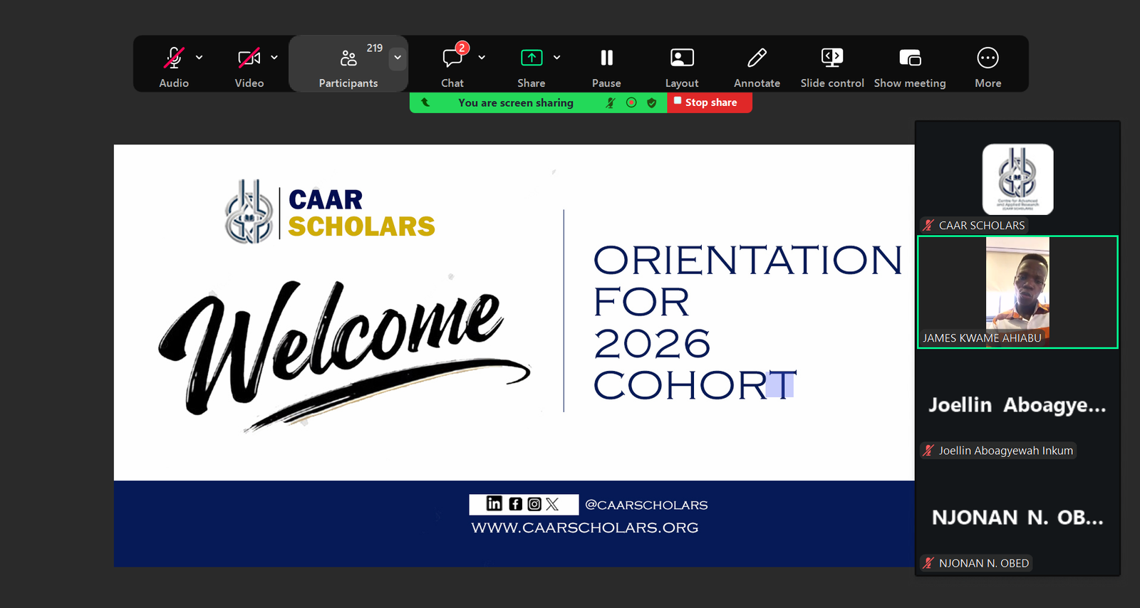 CAAR Scholars Successfully Holds Orientation for the 2026 Fellowship Cohort